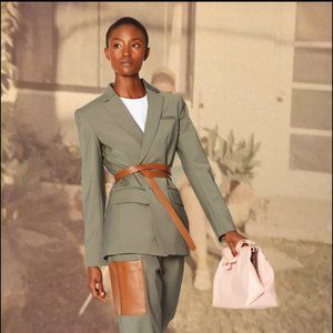 Tibi Taupe Dark Stone Gray Tropical Wool Blazer Size 2 XS Resort 2019